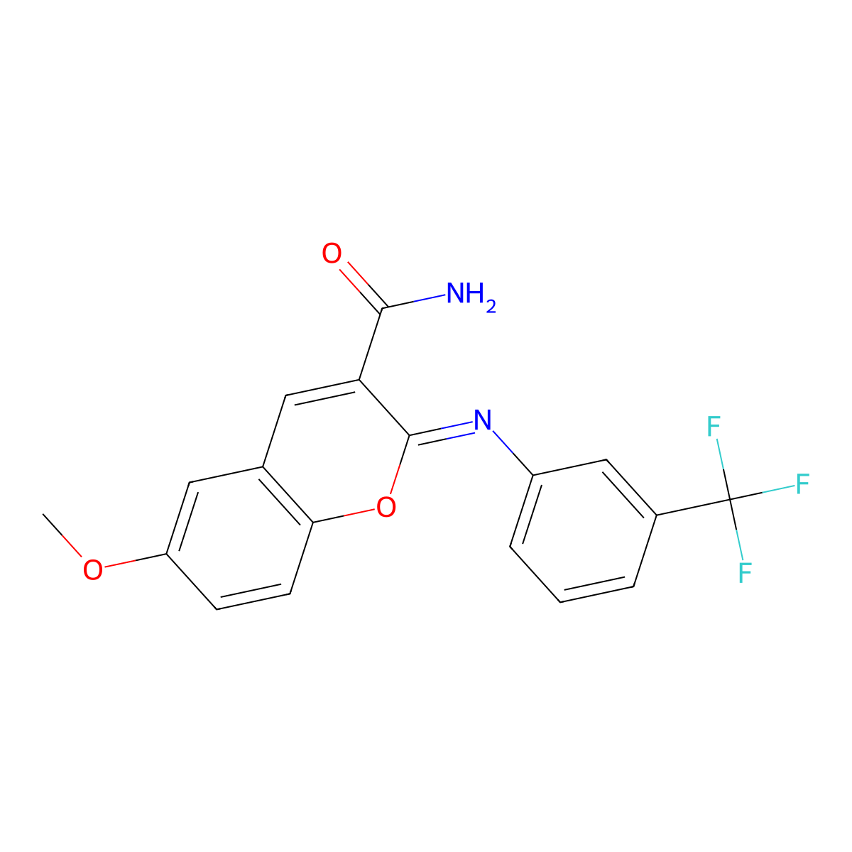 (2Z)-6-methoxy-2-{[3-(trifluoromethyl)phenyl]imino}-2H-chromene-3-carboxamide molecular structure, CAS 325856-80-2
