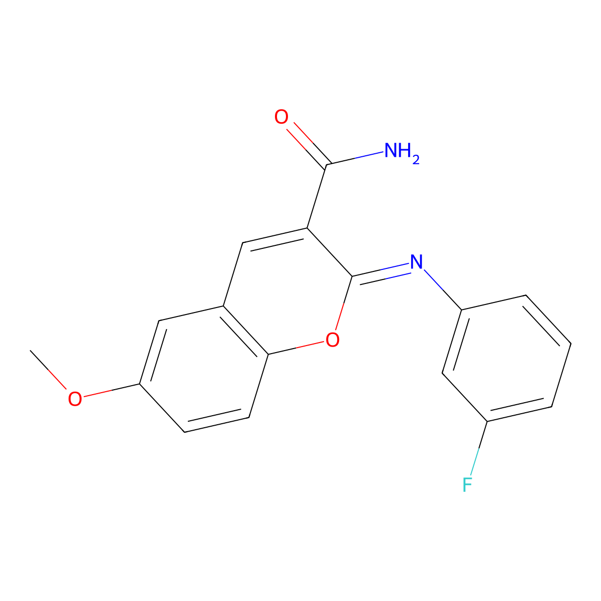 (2Z)-2-[(3-fluorophenyl)imino]-6-methoxy-2H-chromene-3-carboxamide molecular structure, CAS 325856-82-4