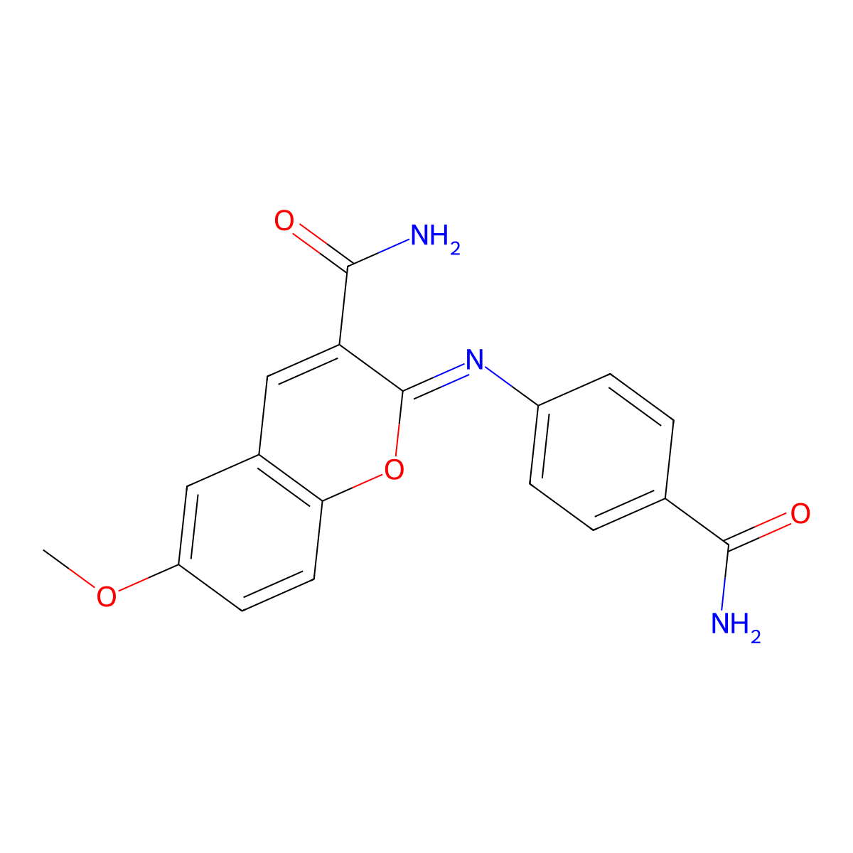 2-(4-Carbamoylphenyl)imino-6-methoxychromene-3-carboxamide molecular structure, CAS 325856-84-6