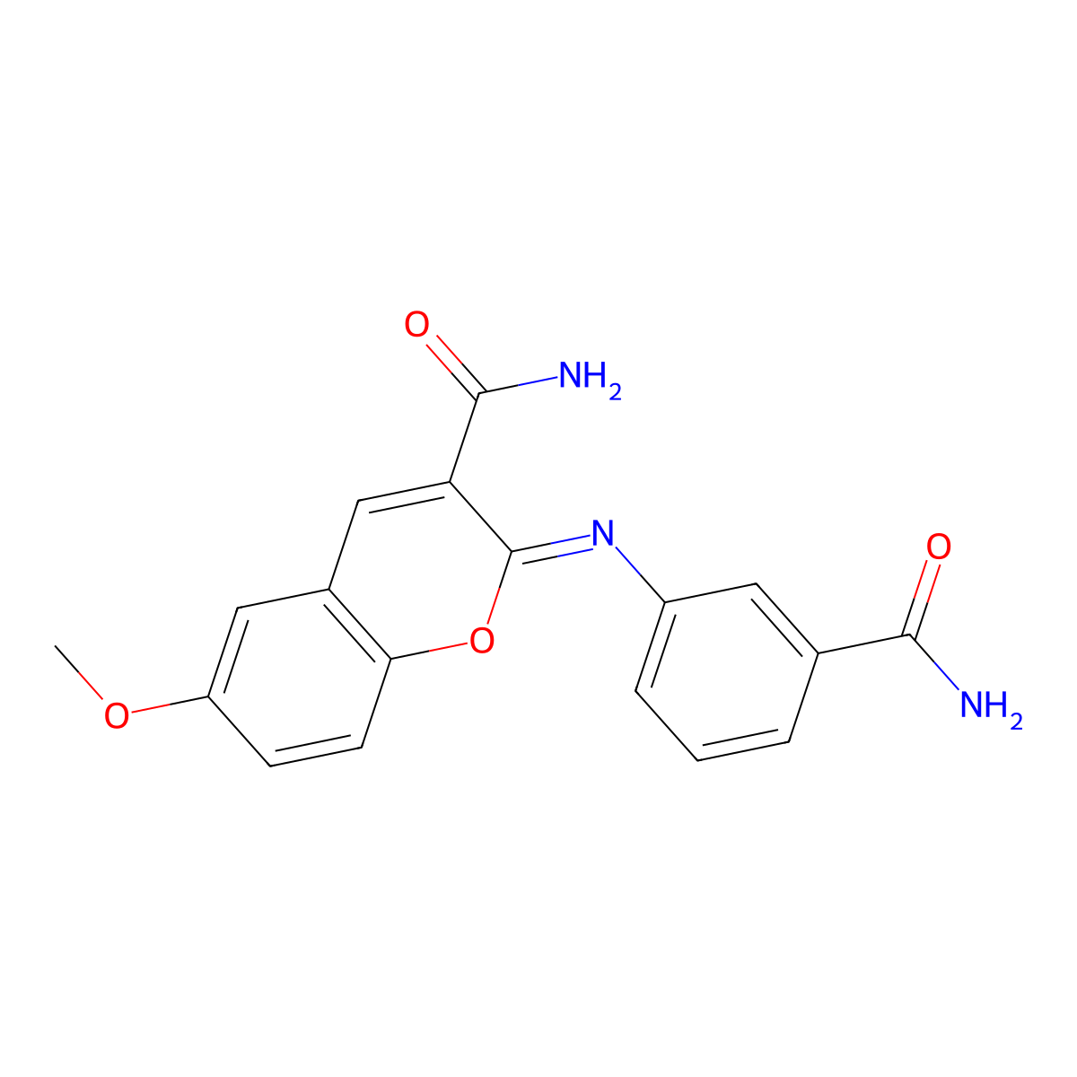 (2Z)-2-[(3-carbamoylphenyl)imino]-6-methoxy-2H-chromene-3-carboxamide molecular structure, CAS 325856-85-7