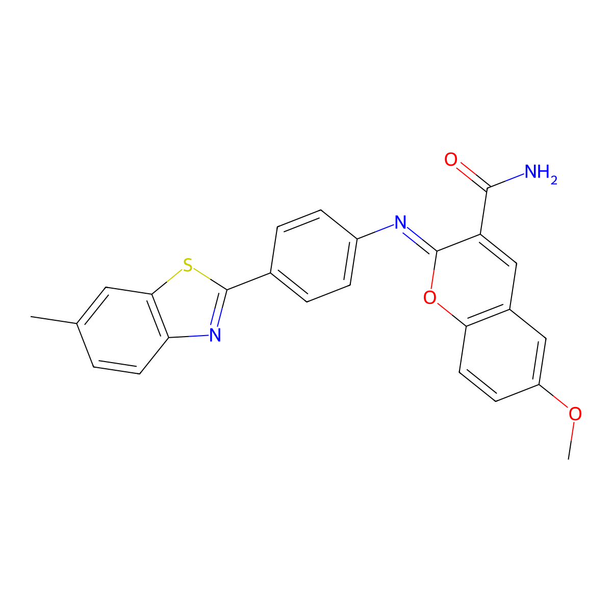 (2Z)-6-methoxy-2-{[4-(6-methyl-1,3-benzothiazol-2-yl)phenyl]imino}-2H-chromene-3-carboxamide molecular structure, CAS 325856-86-8