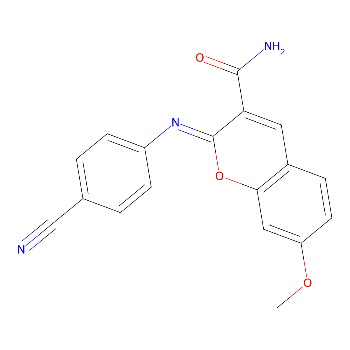 2-(4-Cyanophenyl)imino-7-methoxychromene-3-carboxamide molecular structure, CAS 325856-87-9