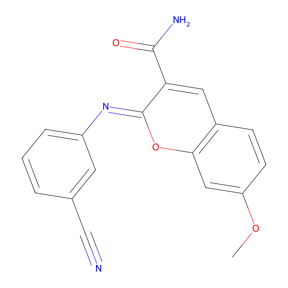(2Z)-2-[(3-cyanophenyl)imino]-7-methoxy-2H-chromene-3-carboxamide molecular structure, CAS 325856-88-0