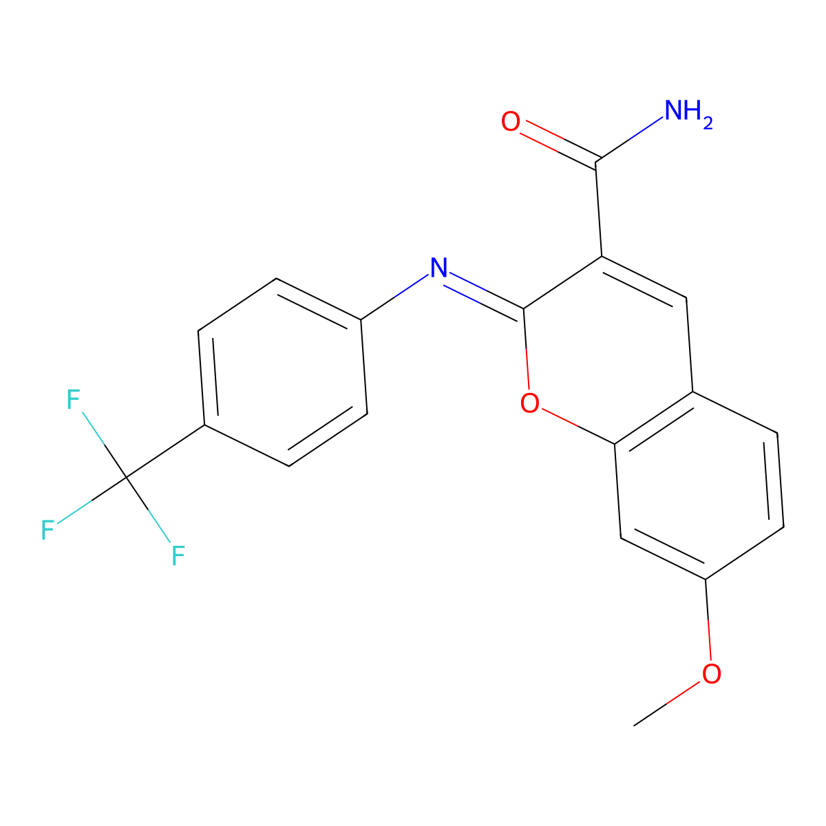 (2Z)-7-methoxy-2-{[4-(trifluoromethyl)phenyl]imino}-2H-chromene-3-carboxamide molecular structure, CAS 325856-89-1