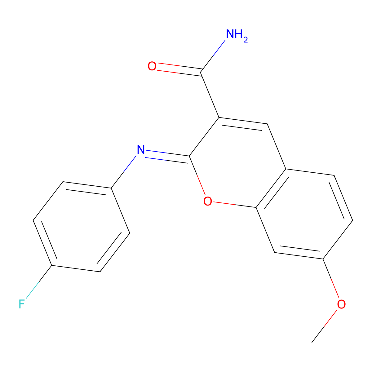 (2Z)-2-[(4-fluorophenyl)imino]-7-methoxy-2H-chromene-3-carboxamide molecular structure, CAS 325856-91-5