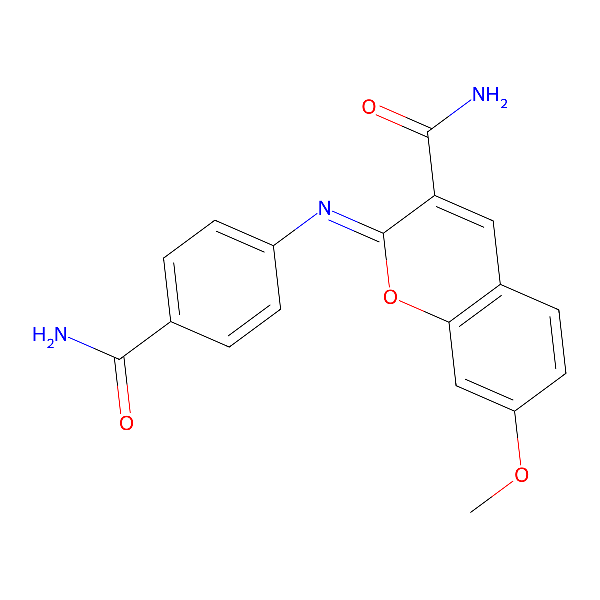 (2Z)-2-[(4-carbamoylphenyl)imino]-7-methoxy-2H-chromene-3-carboxamide molecular structure, CAS 325856-94-8