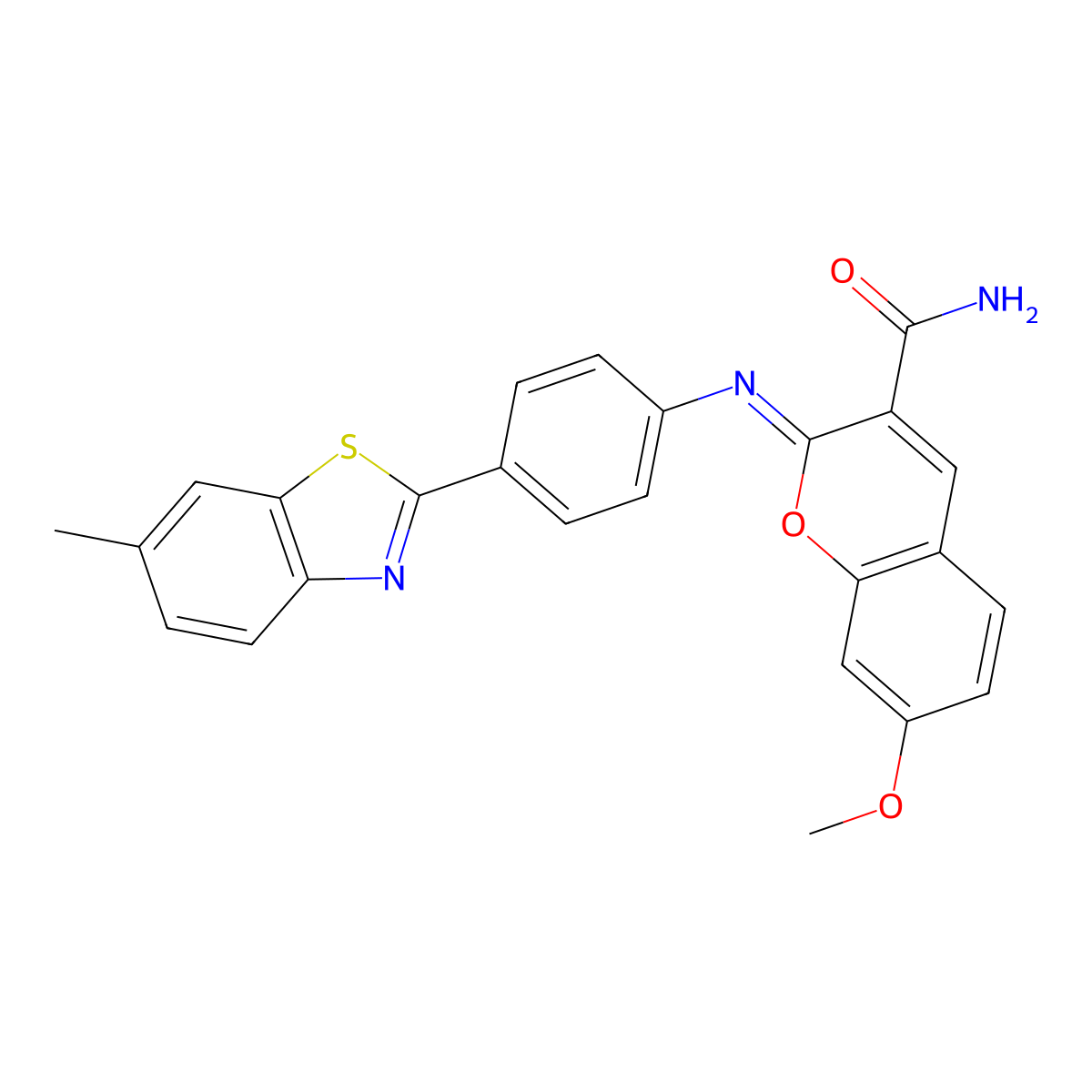 (2Z)-7-methoxy-2-{[4-(6-methyl-1,3-benzothiazol-2-yl)phenyl]imino}-2H-chromene-3-carboxamide molecular structure, CAS 325856-96-0