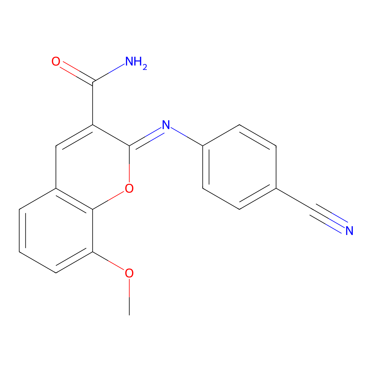 2-(4-Cyanophenyl)imino-8-methoxychromene-3-carboxamide molecular structure, CAS 325856-97-1
