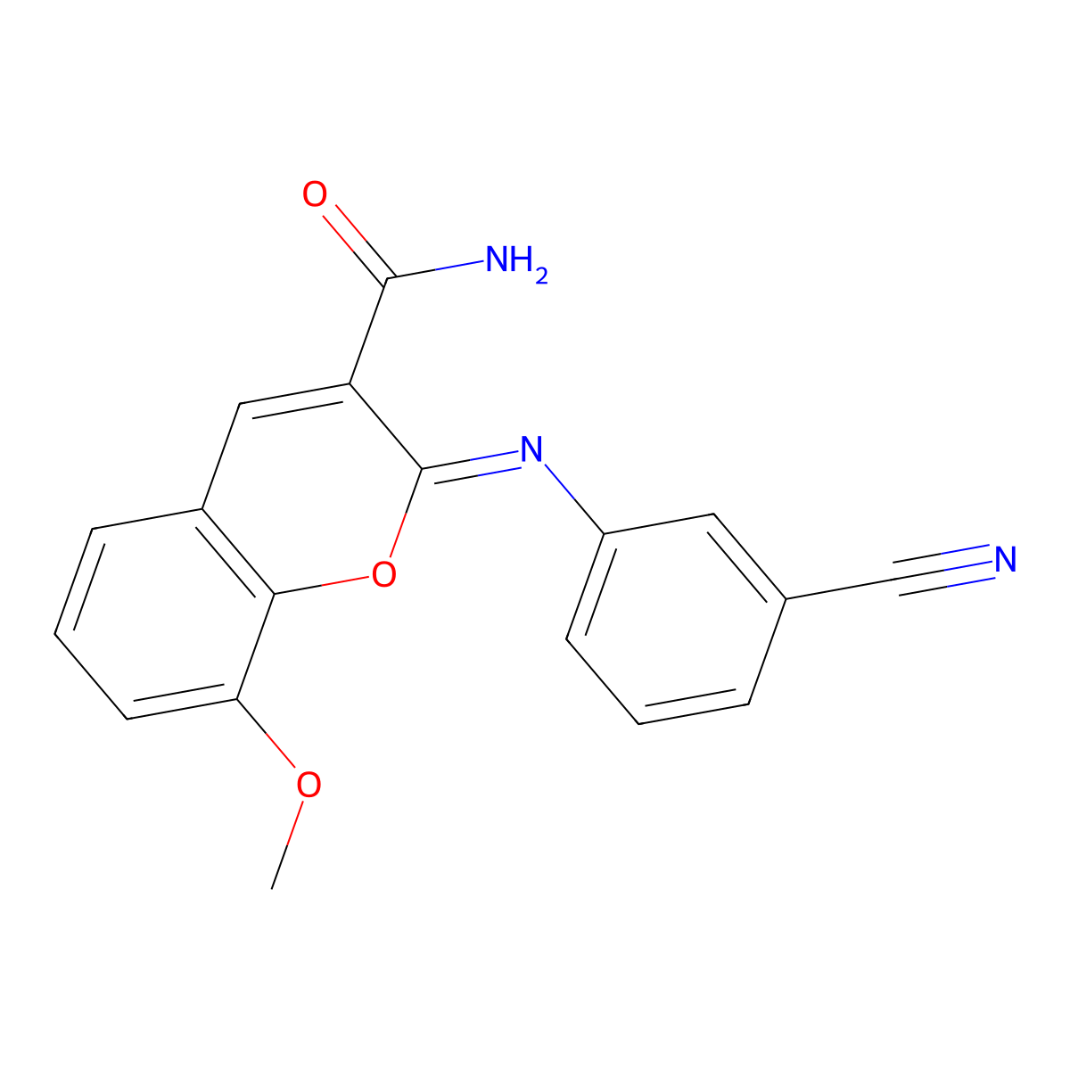 (2Z)-2-[(3-cyanophenyl)imino]-8-methoxy-2H-chromene-3-carboxamide molecular structure, CAS 325856-98-2