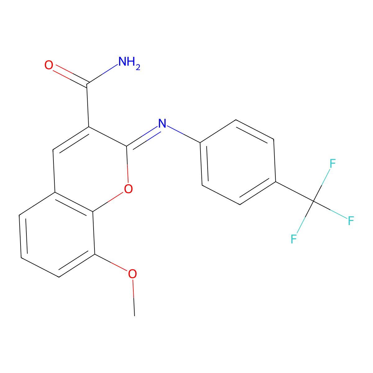 (2Z)-8-methoxy-2-{[4-(trifluoromethyl)phenyl]imino}-2H-chromene-3-carboxamide molecular structure, CAS 325856-99-3