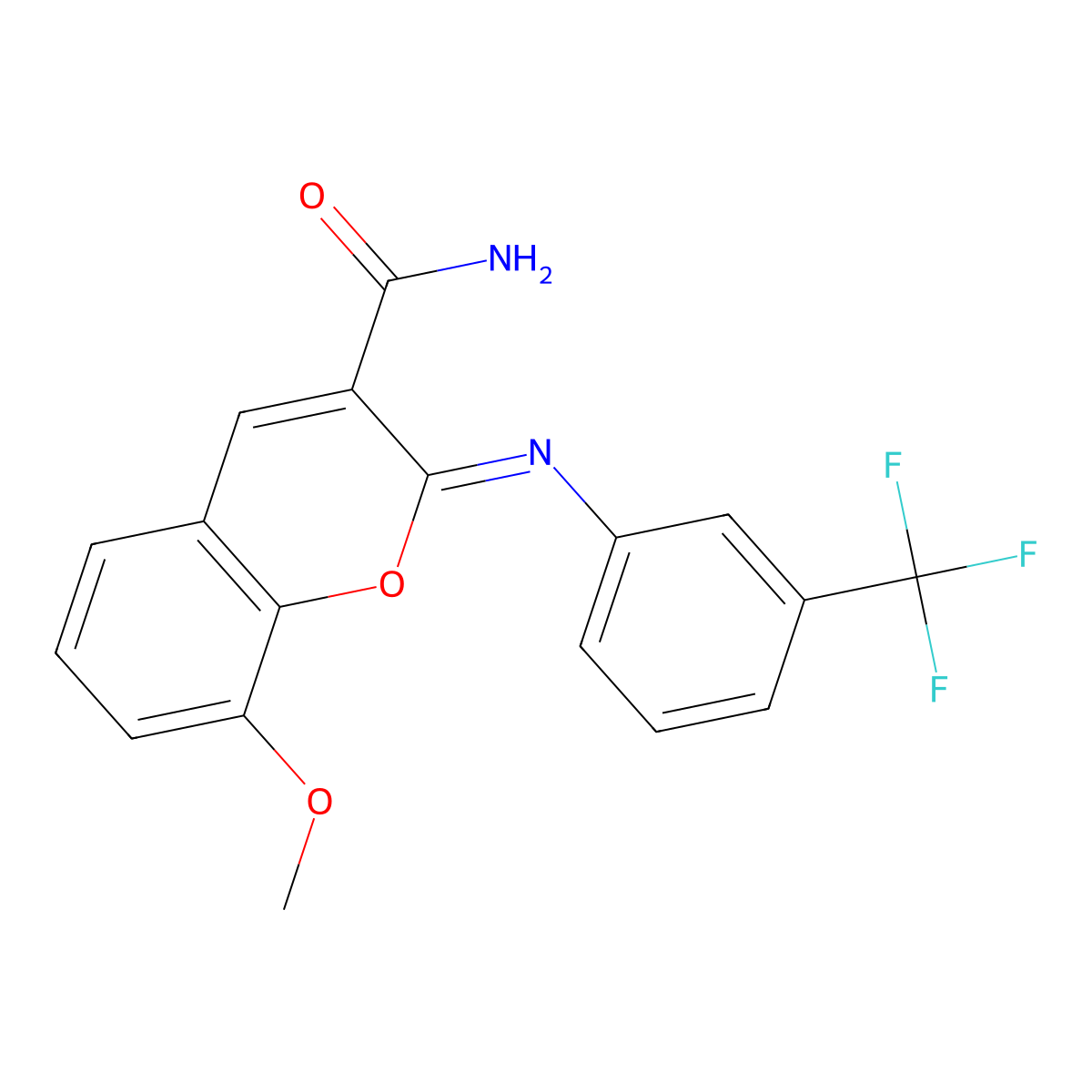 (2Z)-8-methoxy-2-{[3-(trifluoromethyl)phenyl]imino}-2H-chromene-3-carboxamide molecular structure, CAS 325857-00-9