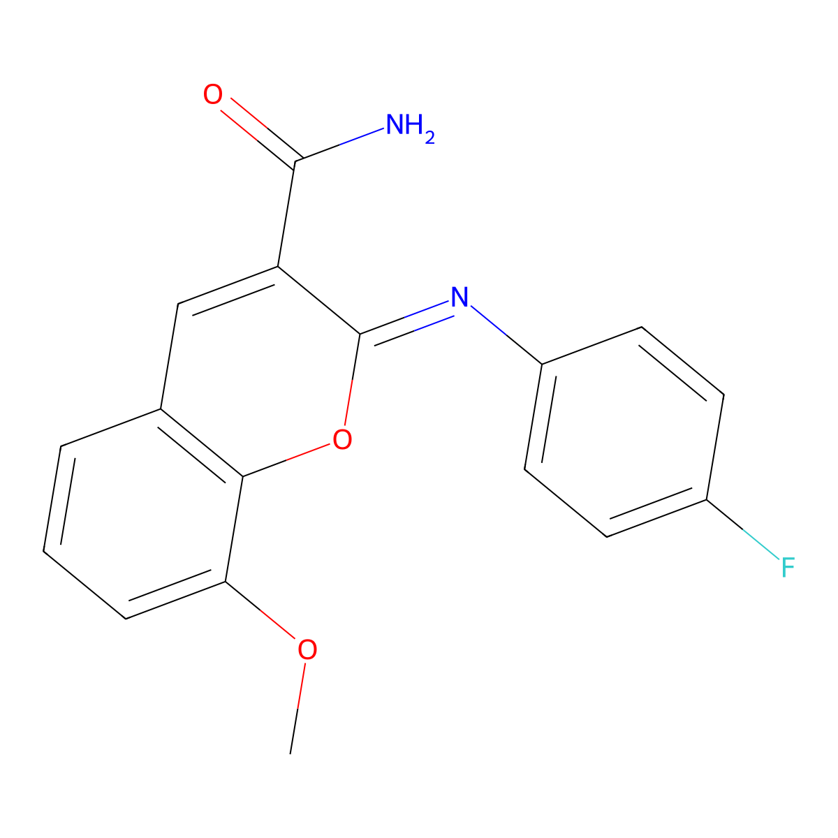 (2Z)-2-[(4-fluorophenyl)imino]-8-methoxy-2H-chromene-3-carboxamide molecular structure, CAS 325857-01-0