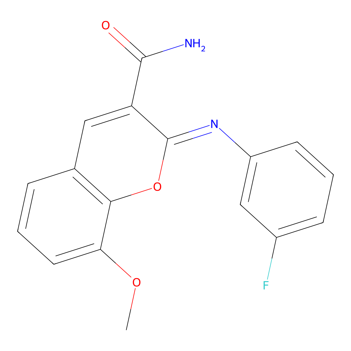 (2Z)-2-[(3-fluorophenyl)imino]-8-methoxy-2H-chromene-3-carboxamide molecular structure, CAS 325857-02-1