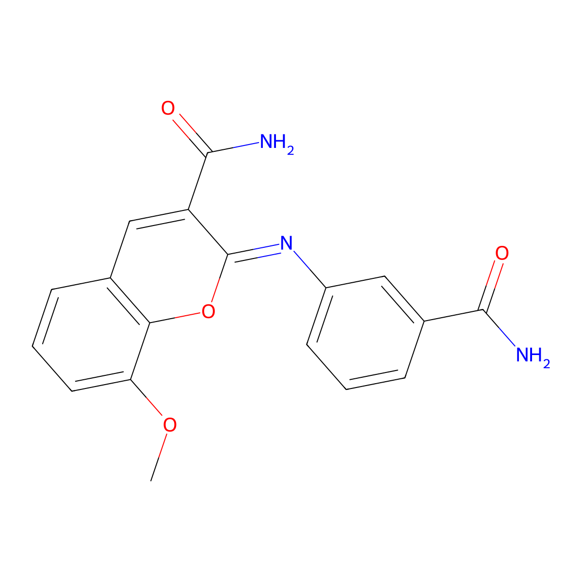 2-(3-Carbamoylphenyl)imino-8-methoxychromene-3-carboxamide molecular structure, CAS 325857-04-3