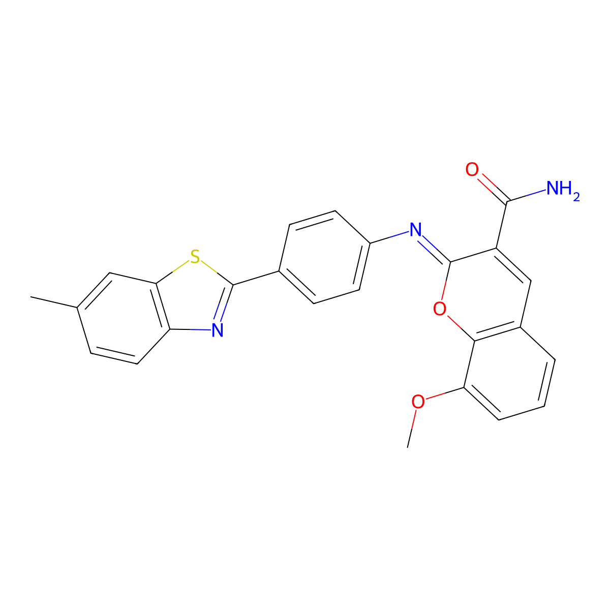 8-Methoxy-2-[4-(6-methyl-1,3-benzothiazol-2-yl)phenyl]iminochromene-3-carboxamide molecular structure, CAS 325857-05-4