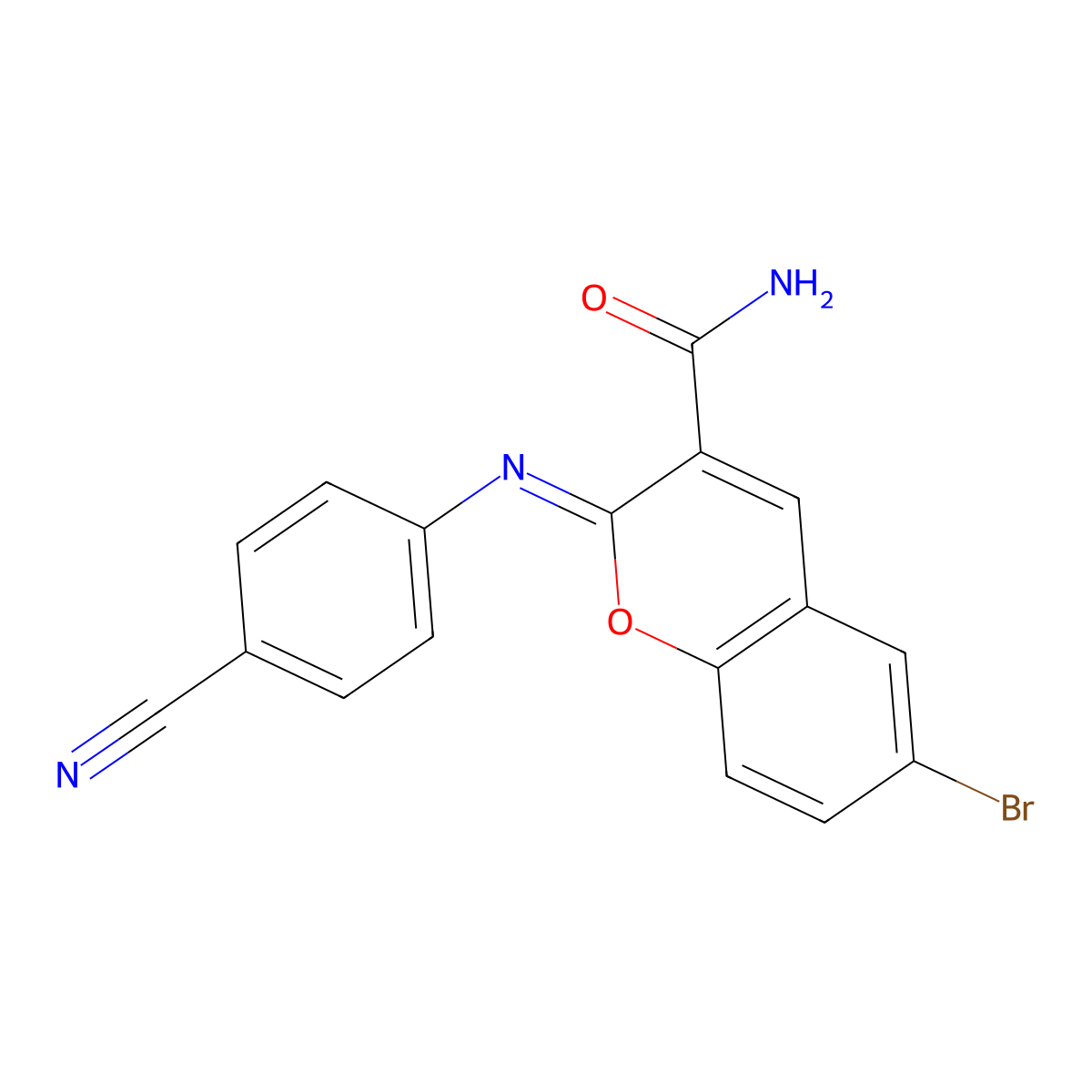(2Z)-6-bromo-2-[(4-cyanophenyl)imino]-2H-chromene-3-carboxamide molecular structure, CAS 325857-06-5