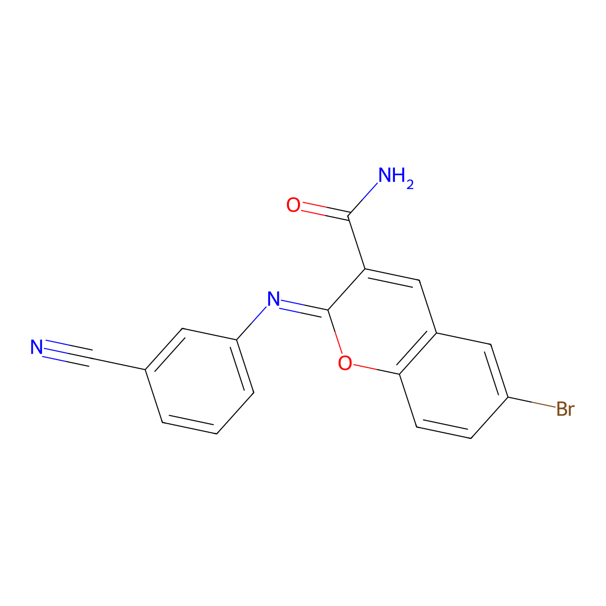 (2Z)-6-bromo-2-[(3-cyanophenyl)imino]-2H-chromene-3-carboxamide molecular structure, CAS 325857-07-6