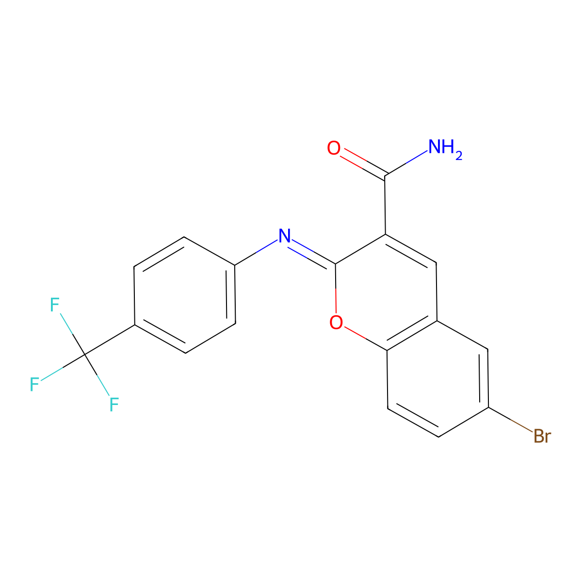 (2Z)-6-bromo-2-{[4-(trifluoromethyl)phenyl]imino}-2H-chromene-3-carboxamide molecular structure, CAS 325857-08-7
