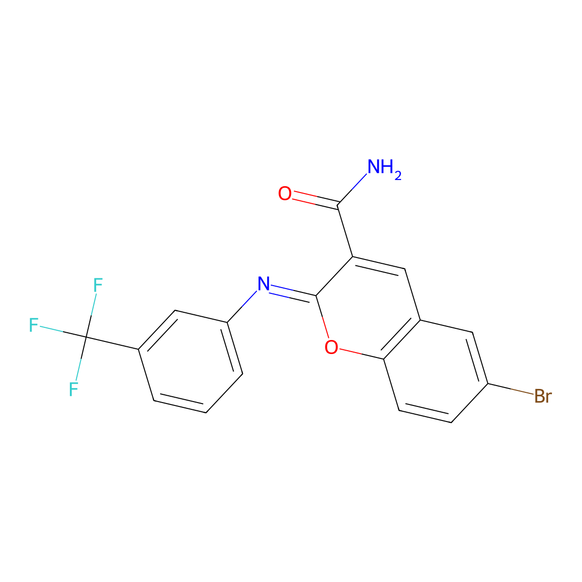 (2Z)-6-bromo-2-{[3-(trifluoromethyl)phenyl]imino}-2H-chromene-3-carboxamide molecular structure, CAS 325857-09-8