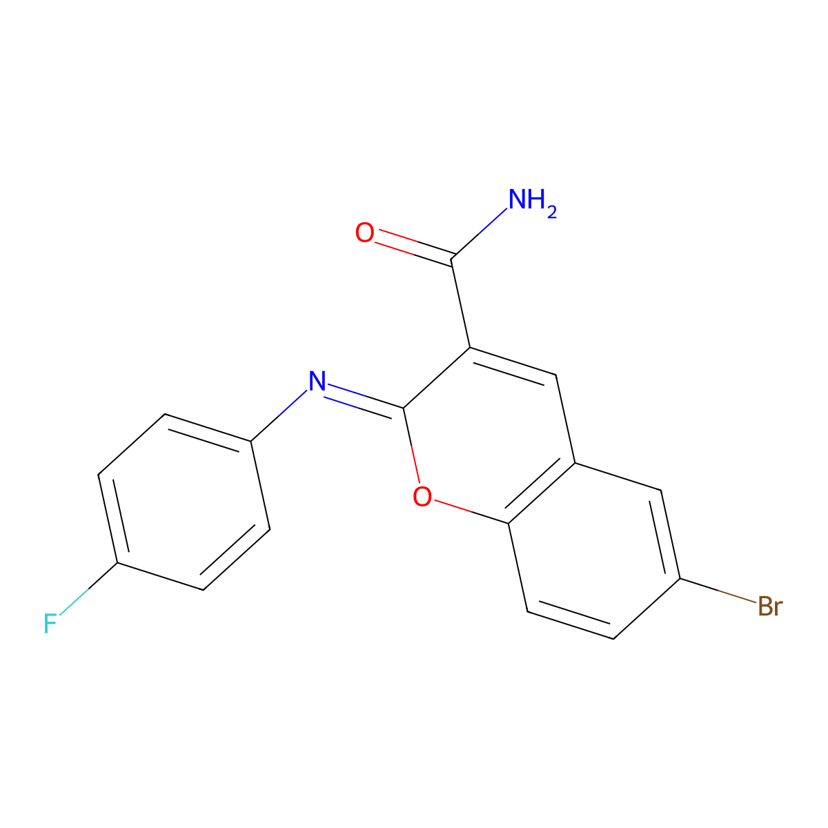 (2Z)-6-bromo-2-[(4-fluorophenyl)imino]-2H-chromene-3-carboxamide molecular structure, CAS 325857-10-1