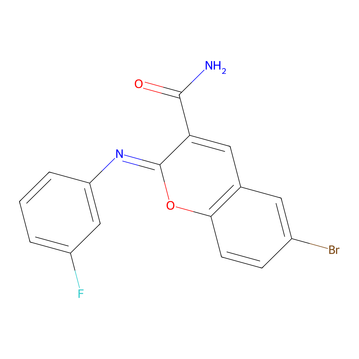 (2Z)-6-bromo-2-[(3-fluorophenyl)imino]-2H-chromene-3-carboxamide molecular structure, CAS 325857-11-2