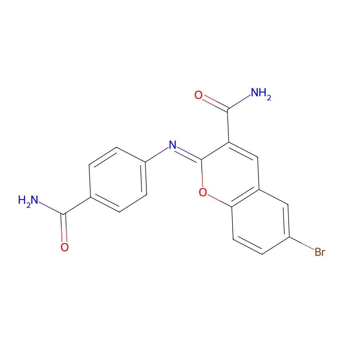 6-Bromo-2-(4-carbamoylphenyl)iminochromene-3-carboxamide molecular structure, CAS 325857-13-4