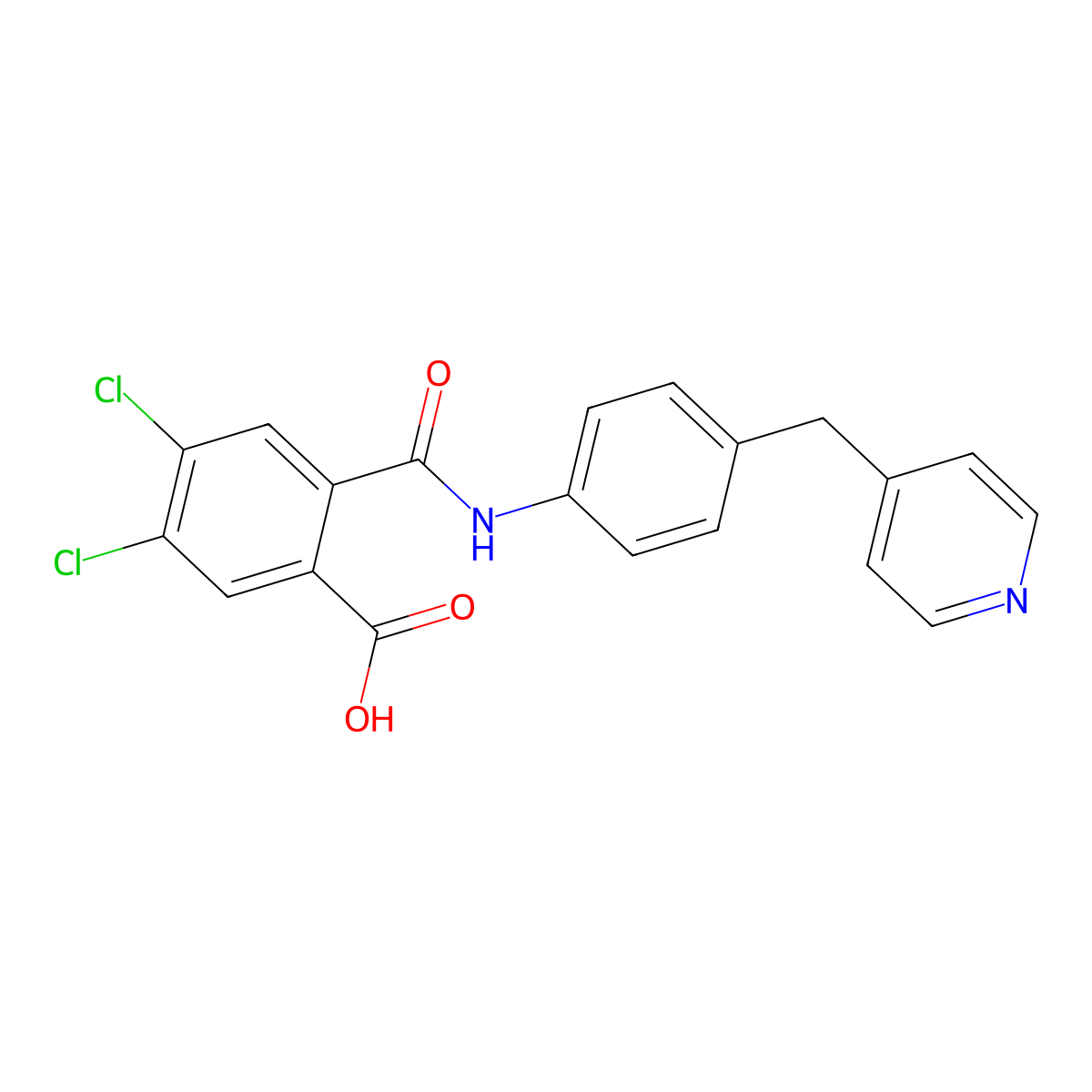 4,5-dichloro-2-{N-[4-(4-pyridylmethyl)phenyl]carbamoyl}benzoic acid molecular structure, CAS 325857-56-5