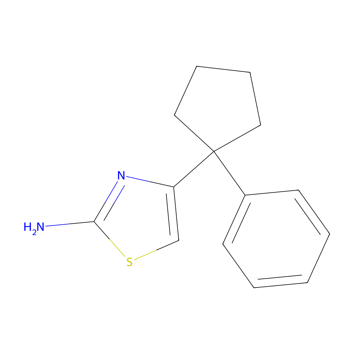 4-(1-Phenylcyclopentyl)-1,3-thiazol-2-amine molecular structure, CAS 325962-64-9