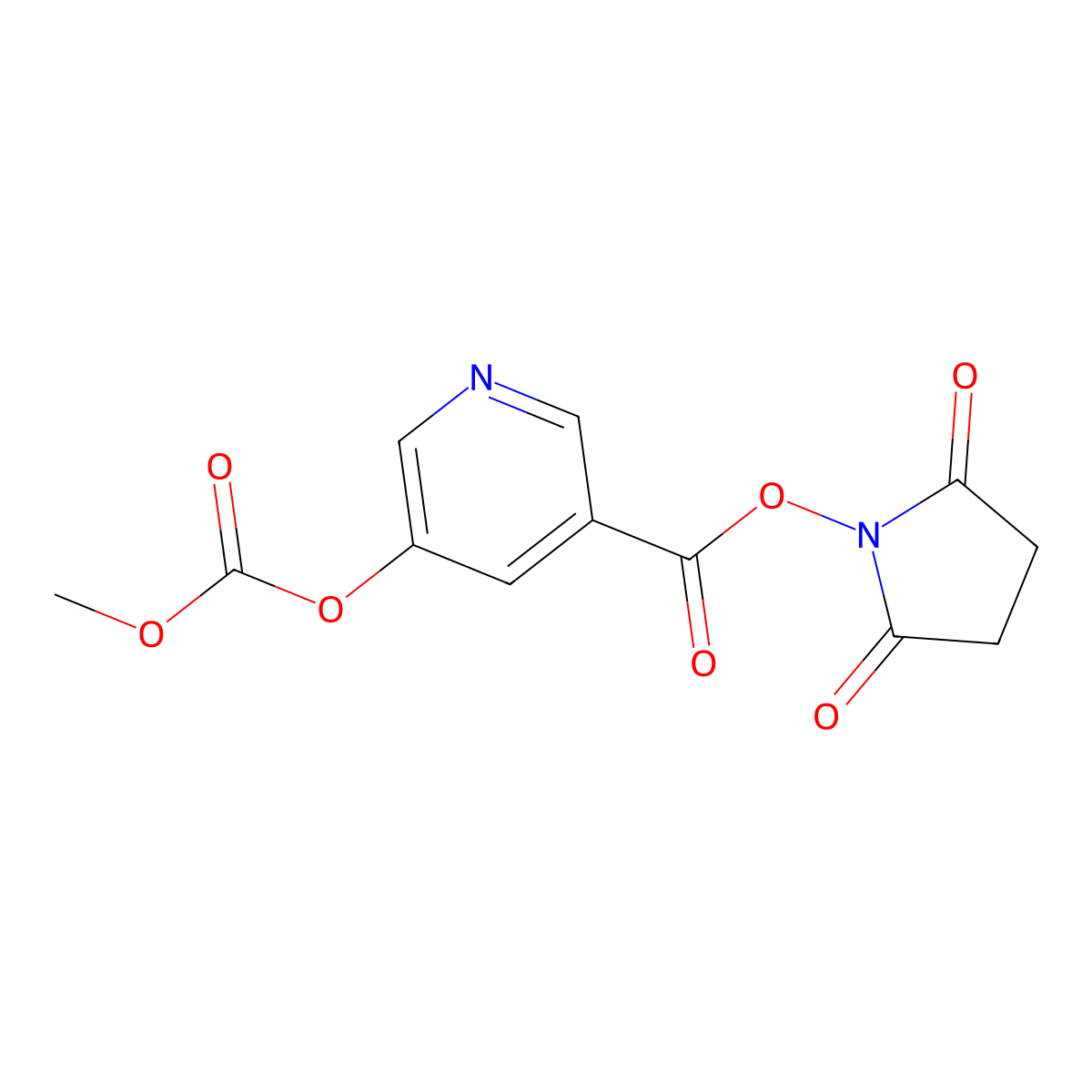 2,5-Dioxopyrrolidin-1-yl 5-((methoxycarbonyl)oxy)nicotinate molecular structure, CAS 325970-21-6