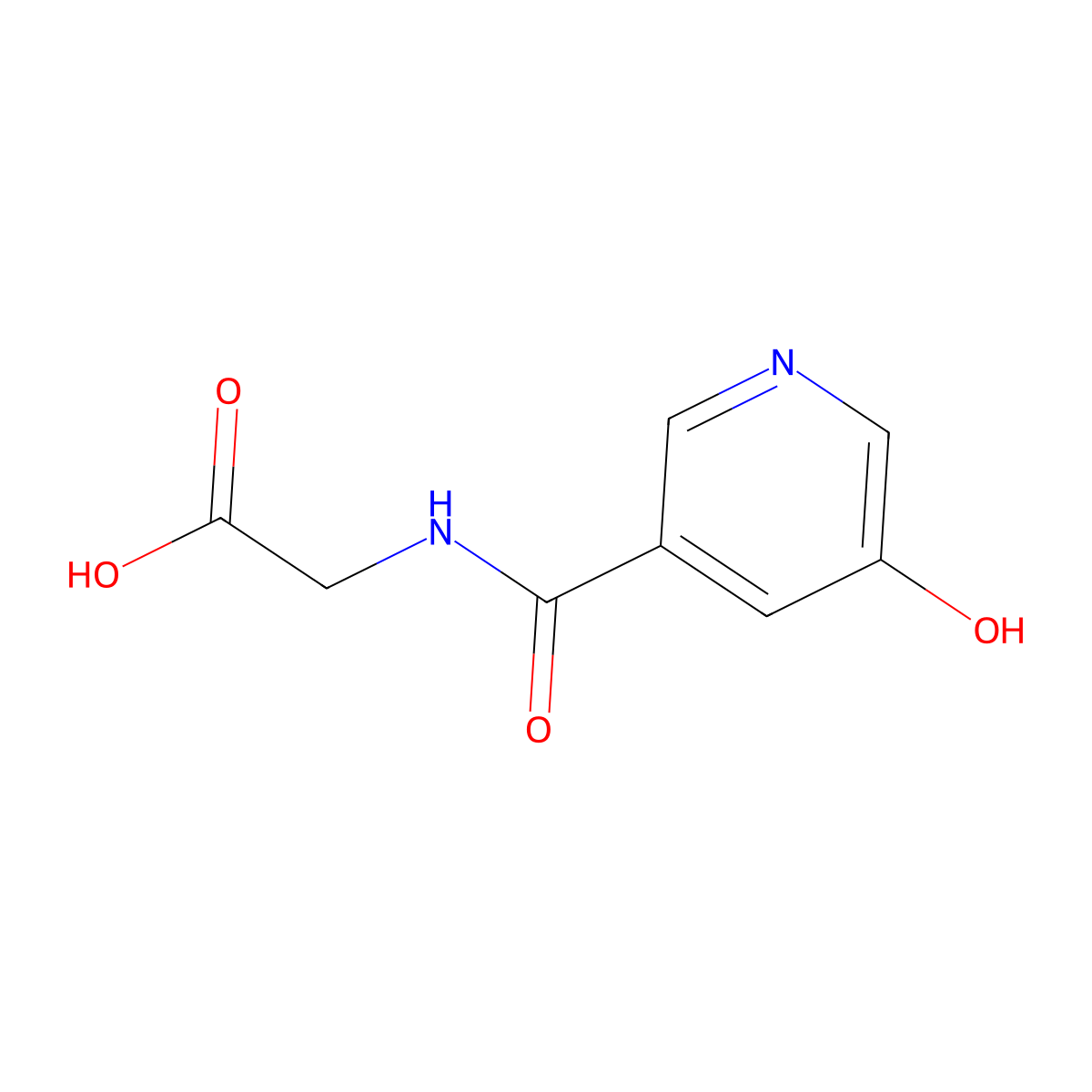 [(5-Hydroxy-pyridine-3-carbonyl)-amino]-acetic acid molecular structure, CAS 325970-25-0