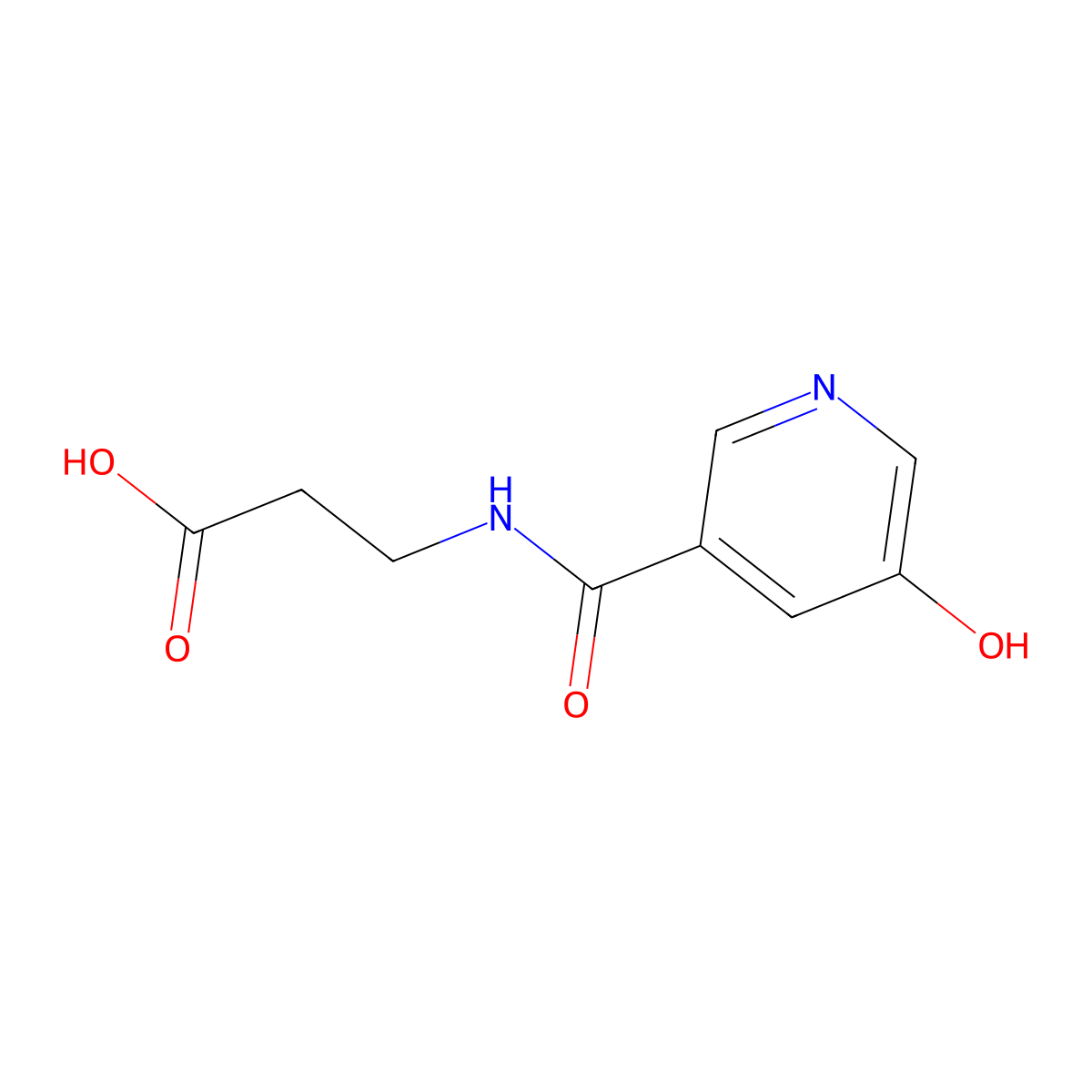 3-[(5-Hydroxy-pyridine-3-carbonyl)-amino]-propionic acid molecular structure, CAS 325970-26-1
