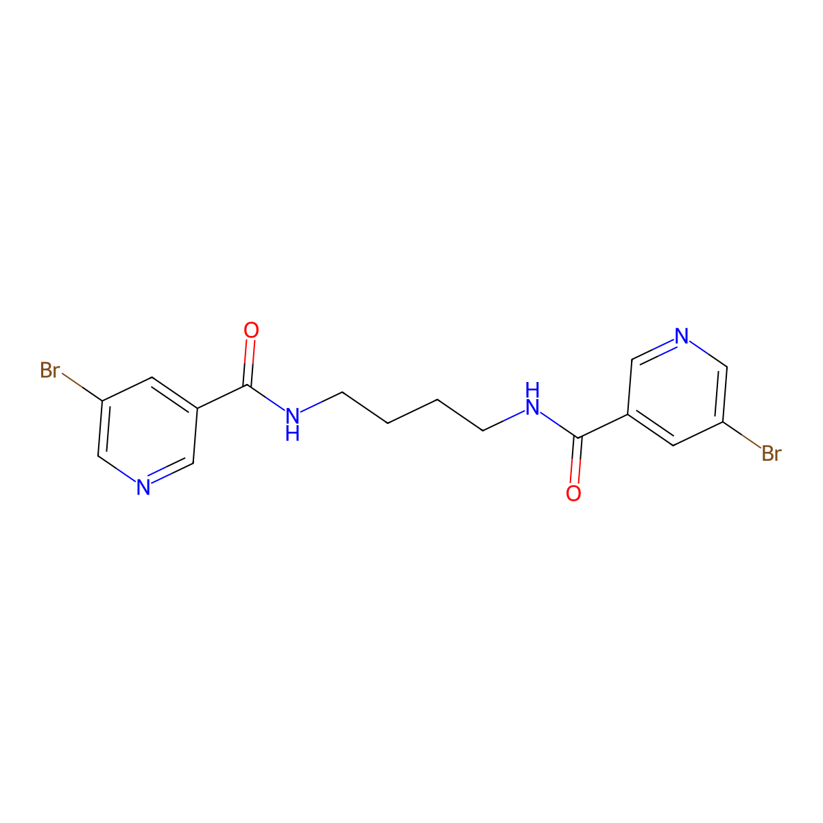 5-bromo-N-[4-[(5-bromopyridine-3-carbonyl)amino]butyl]pyridine-3-carboxamide molecular structure, CAS 325970-27-2
