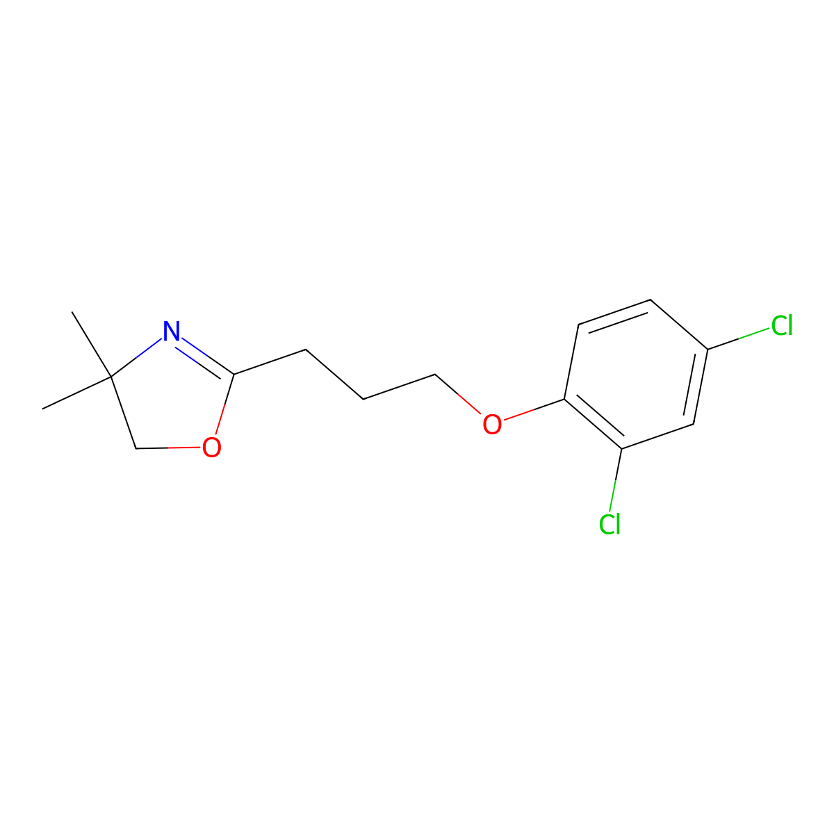 2-[3-(2,4-dichlorophenoxy)propyl]-4,4-dimethyl-5H-1,3-oxazole molecular structure, CAS 325970-59-0