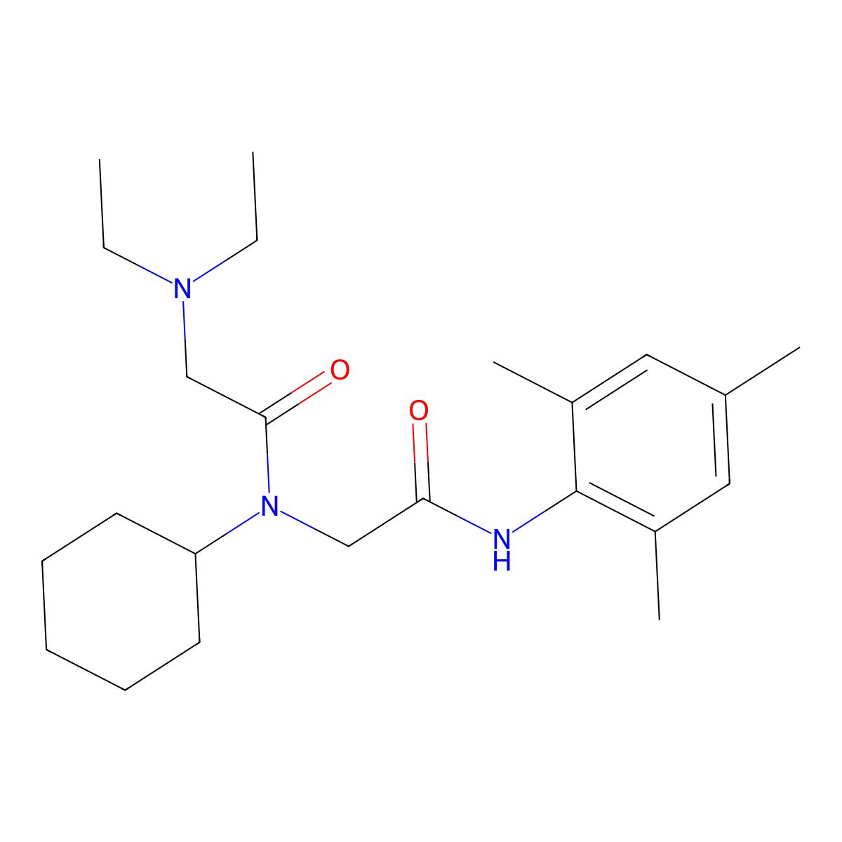 N-Cyclohexyl-2-diethylamino-N-[(2,4,6-trimethyl-phenylcarbamoyl)-methyl]-acetamide molecular structure, CAS 325970-62-5