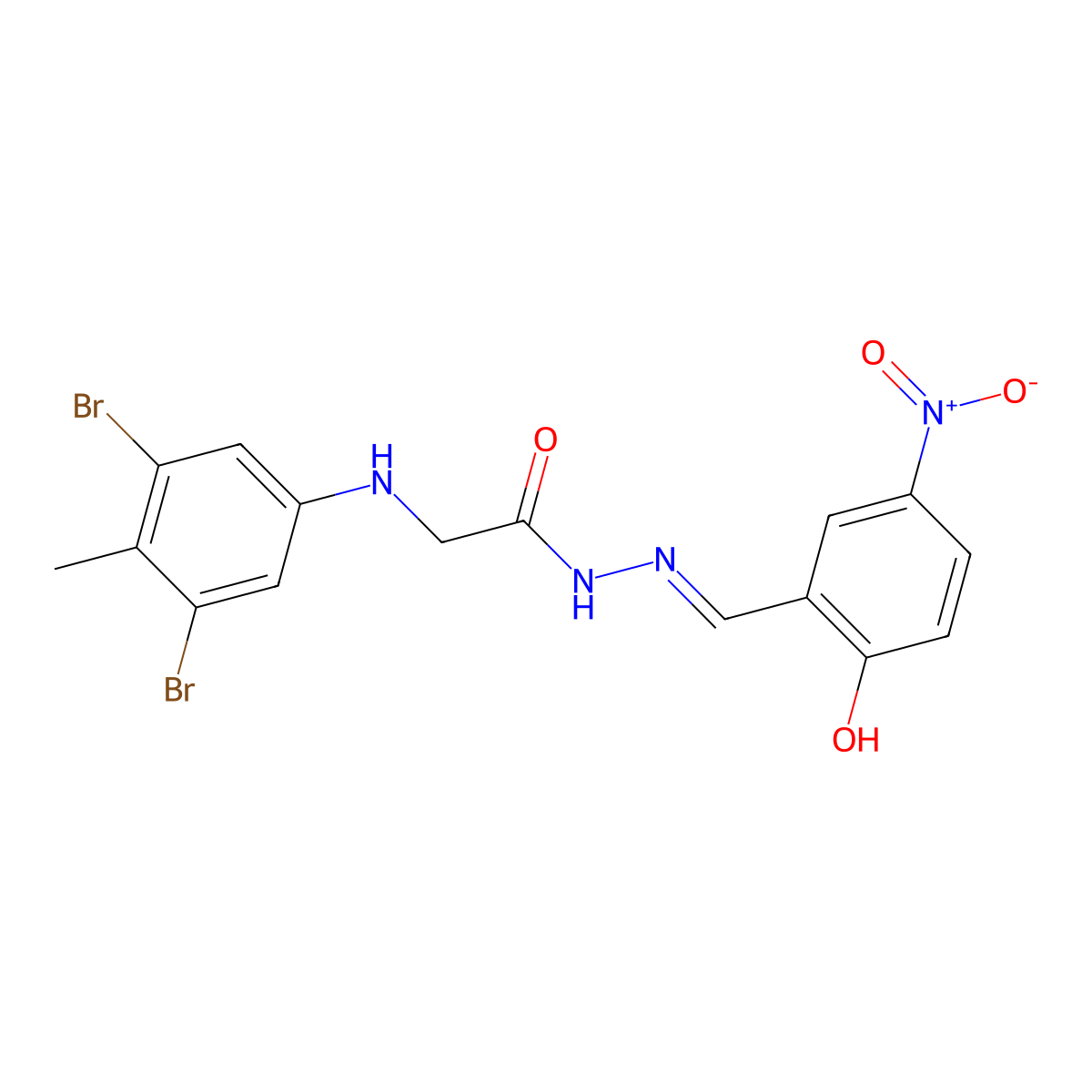 2-(3,5-dibromo-4-methylanilino)-N'-(2-hydroxy-5-nitrobenzylidene)acetohydrazide molecular structure, CAS 325970-71-6