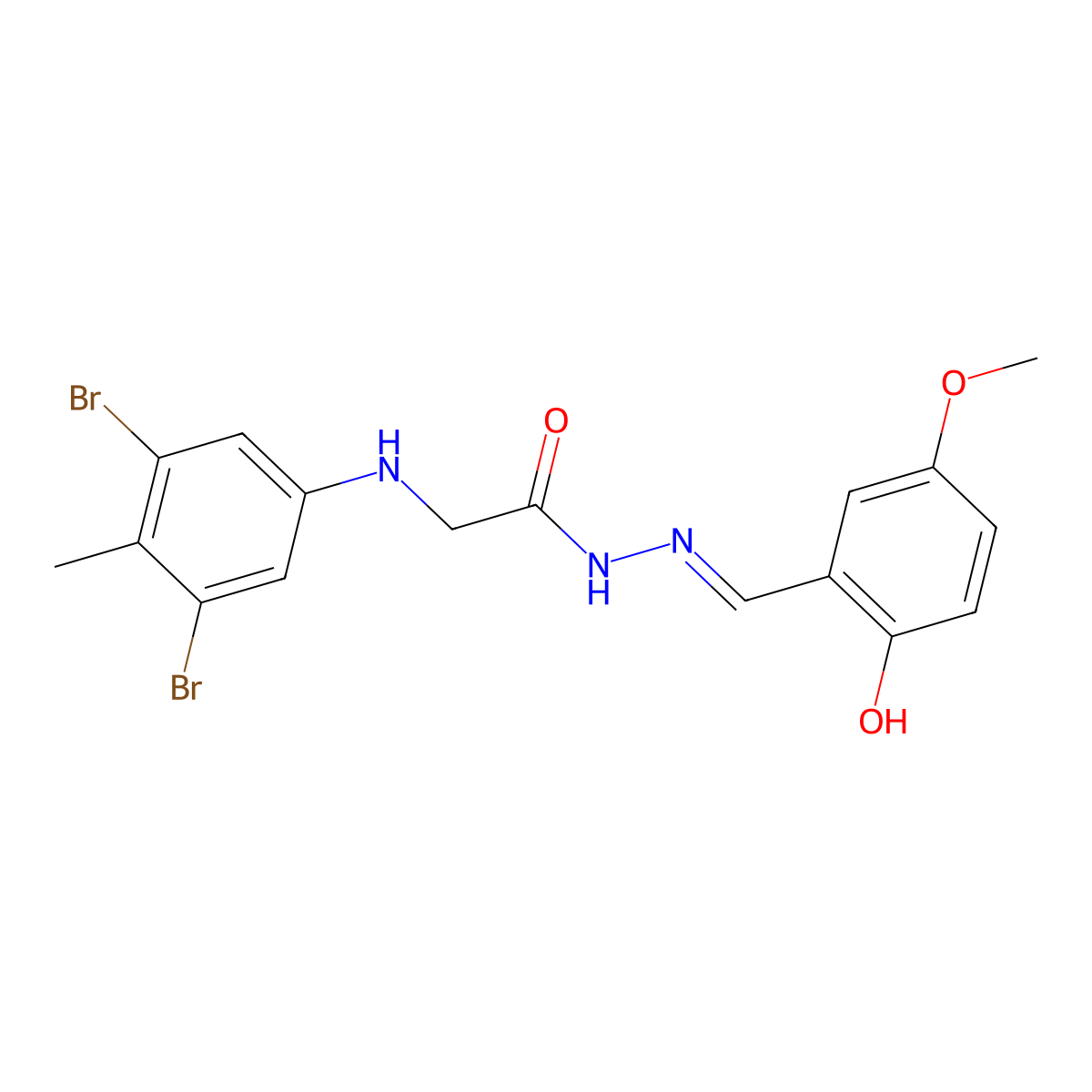 Glycine, N-(3,5-dibromo-4-methylphenyl)-, [(2-hydroxy-5-methoxyphenyl)methylene]hydrazide molecular structure, CAS 325970-72-7