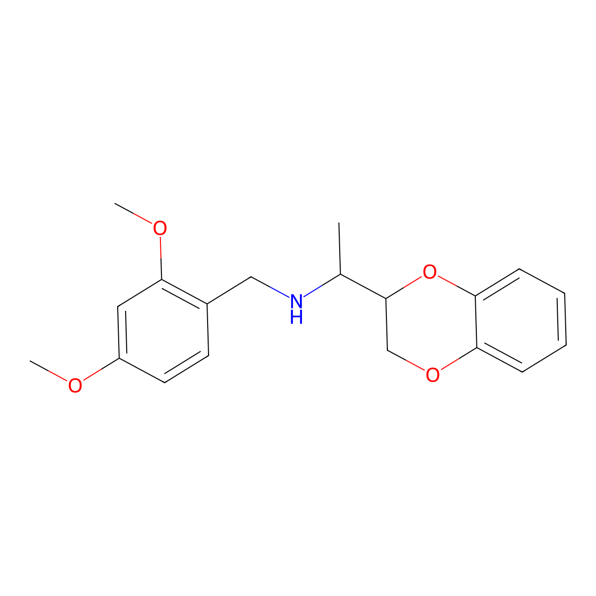 1-(2,3-dihydro-1,4-benzodioxin-2-yl)-N-(2,4-dimethoxybenzyl)ethanamine molecular structure, CAS 325974-55-8