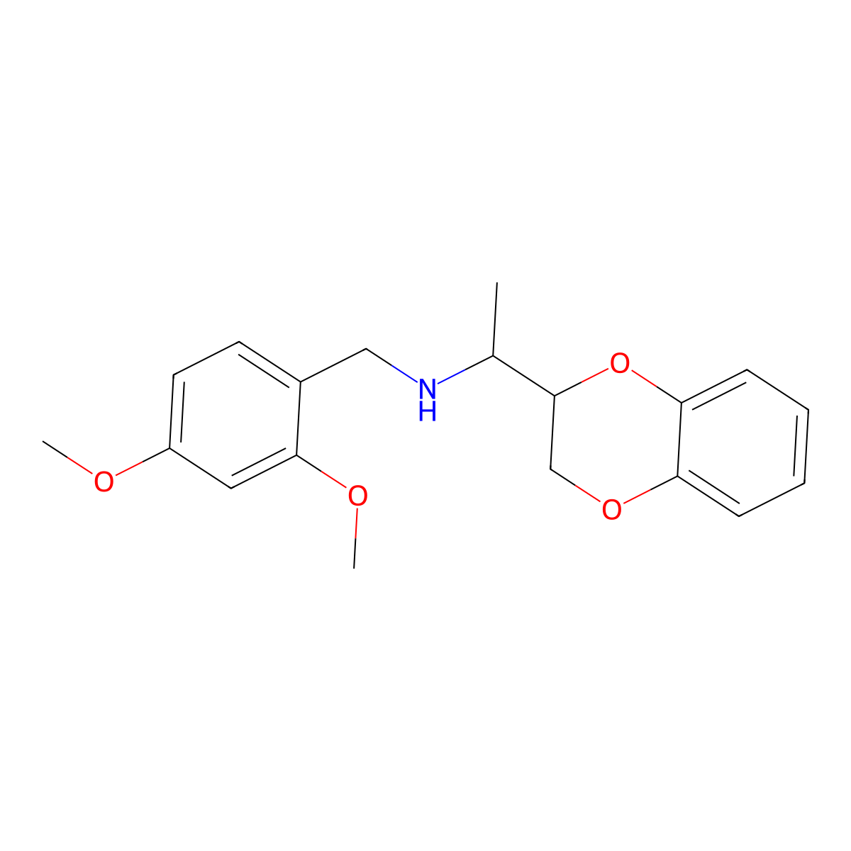1-(2,3-dihydro-1,4-benzodioxin-2-yl)-N-(2,4-dimethoxybenzyl)ethanamine molecular structure, CAS 325974-55-8