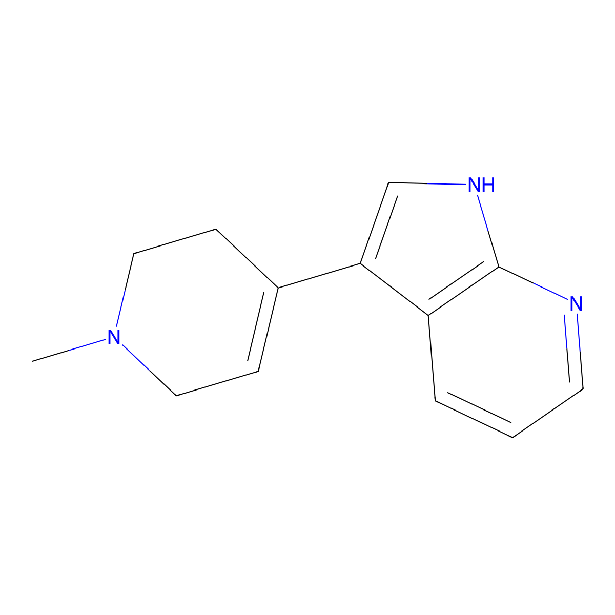 3-(1-Methyl-1,2,3,6-tetrahydropyridin-4-yl)-1H-pyrrolo[2,3-b]pyridine molecular structure, CAS 325975-67-5