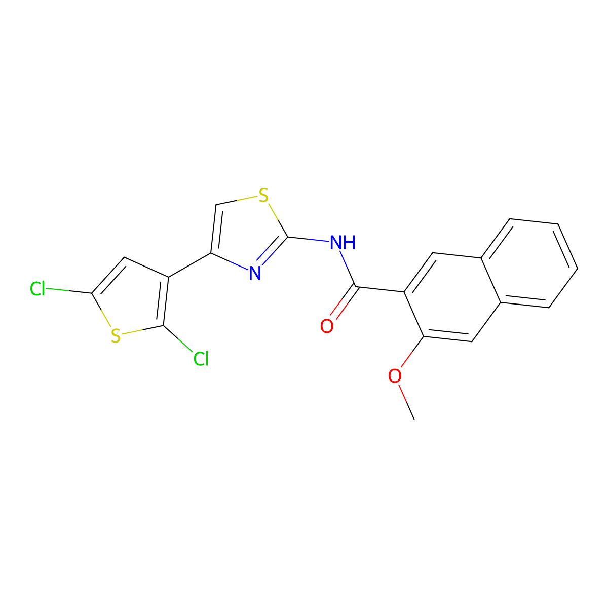 N-[4-(2,5-dichlorothiophen-3-yl)-1,3-thiazol-2-yl]-3-methoxynaphthalene-2-carboxamide molecular structure, CAS 325977-01-3