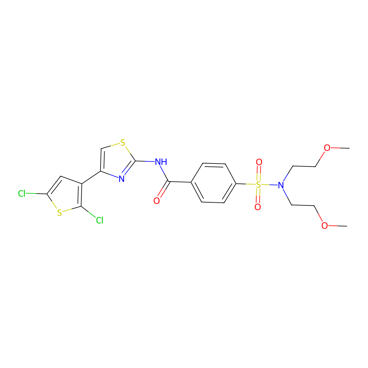 4-[bis(2-methoxyethyl)sulfamoyl]-N-[4-(2,5-dichlorothiophen-3-yl)-1,3-thiazol-2-yl]benzamide molecular structure, CAS 325977-03-5