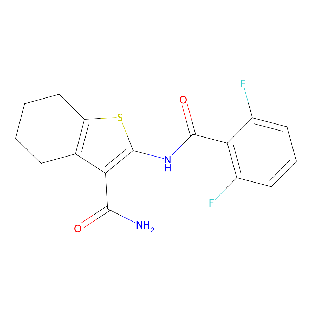 2-(2,6-Difluorobenzamido)-4,5,6,7-tetrahydrobenzo[b]thiophene-3-carboxamide molecular structure, CAS 325977-19-3
