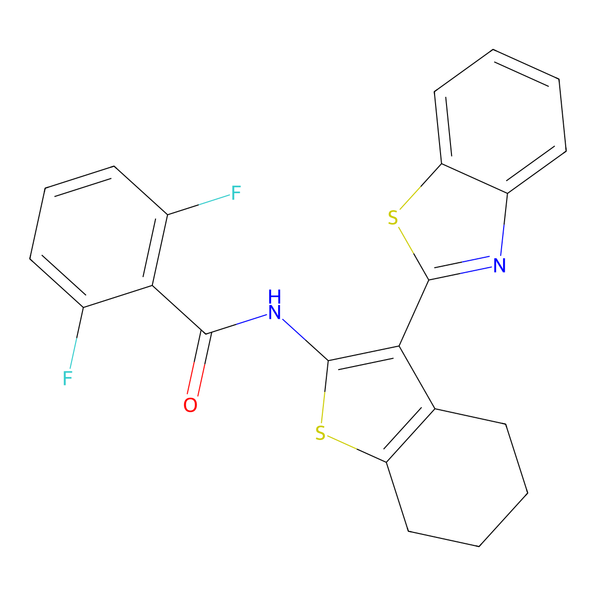 N-[3-(1,3-benzothiazol-2-yl)-4,5,6,7-tetrahydro-1-benzothiophen-2-yl]-2,6-difluorobenzamide molecular structure, CAS 325977-21-7