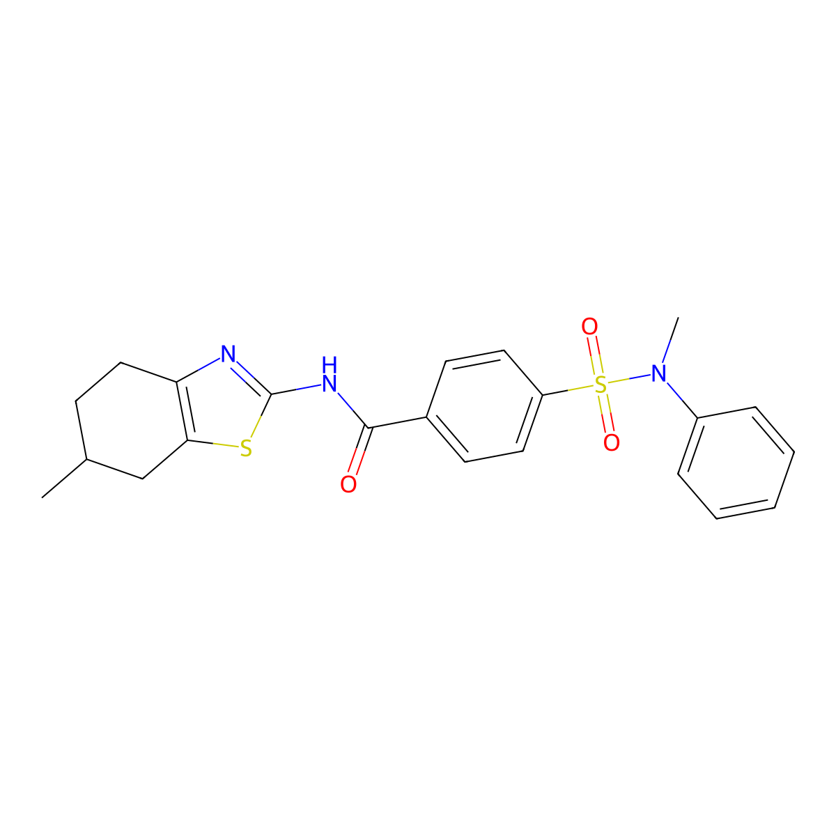 4-[methyl(phenyl)sulfamoyl]-N-(6-methyl-4,5,6,7-tetrahydro-1,3-benzothiazol-2-yl)benzamide molecular structure, CAS 325977-23-9