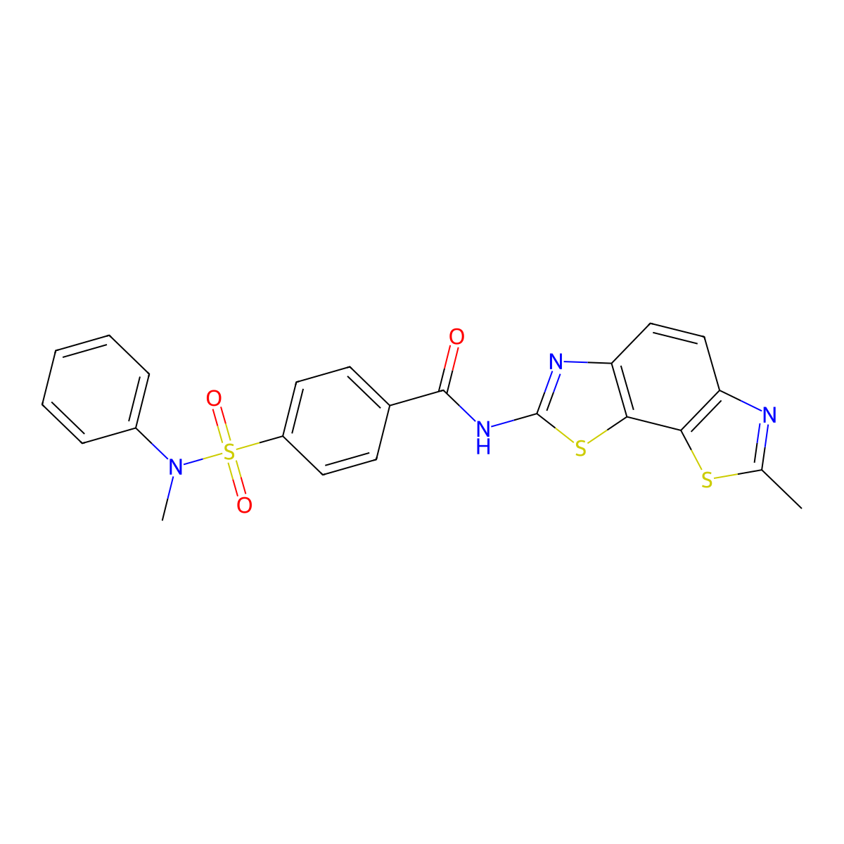 4-[methyl(phenyl)sulfamoyl]-N-{11-methyl-3,12-dithia-5,10-diazatricyclo[7.3.0.0^{2,6}]dodeca-1(9),2(6),4,7,10-pentaen-4-yl}benzamide molecular structure, CAS 325977-24-0