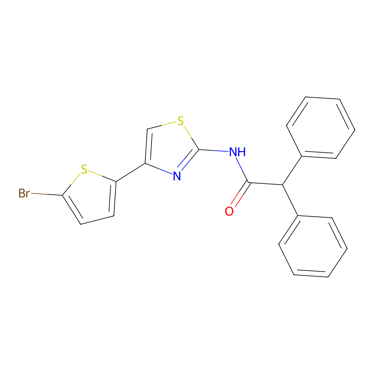 N-[4-(5-bromothiophen-2-yl)-1,3-thiazol-2-yl]-2,2-diphenylacetamide molecular structure, CAS 325977-26-2