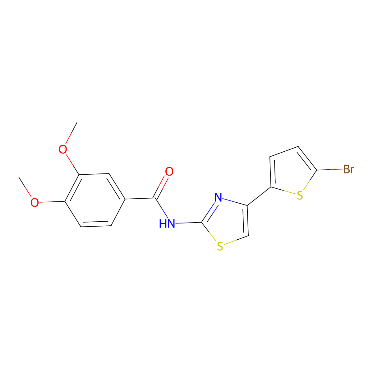 N-[4-(5-bromothiophen-2-yl)-1,3-thiazol-2-yl]-3,4-dimethoxybenzamide molecular structure, CAS 325977-27-3