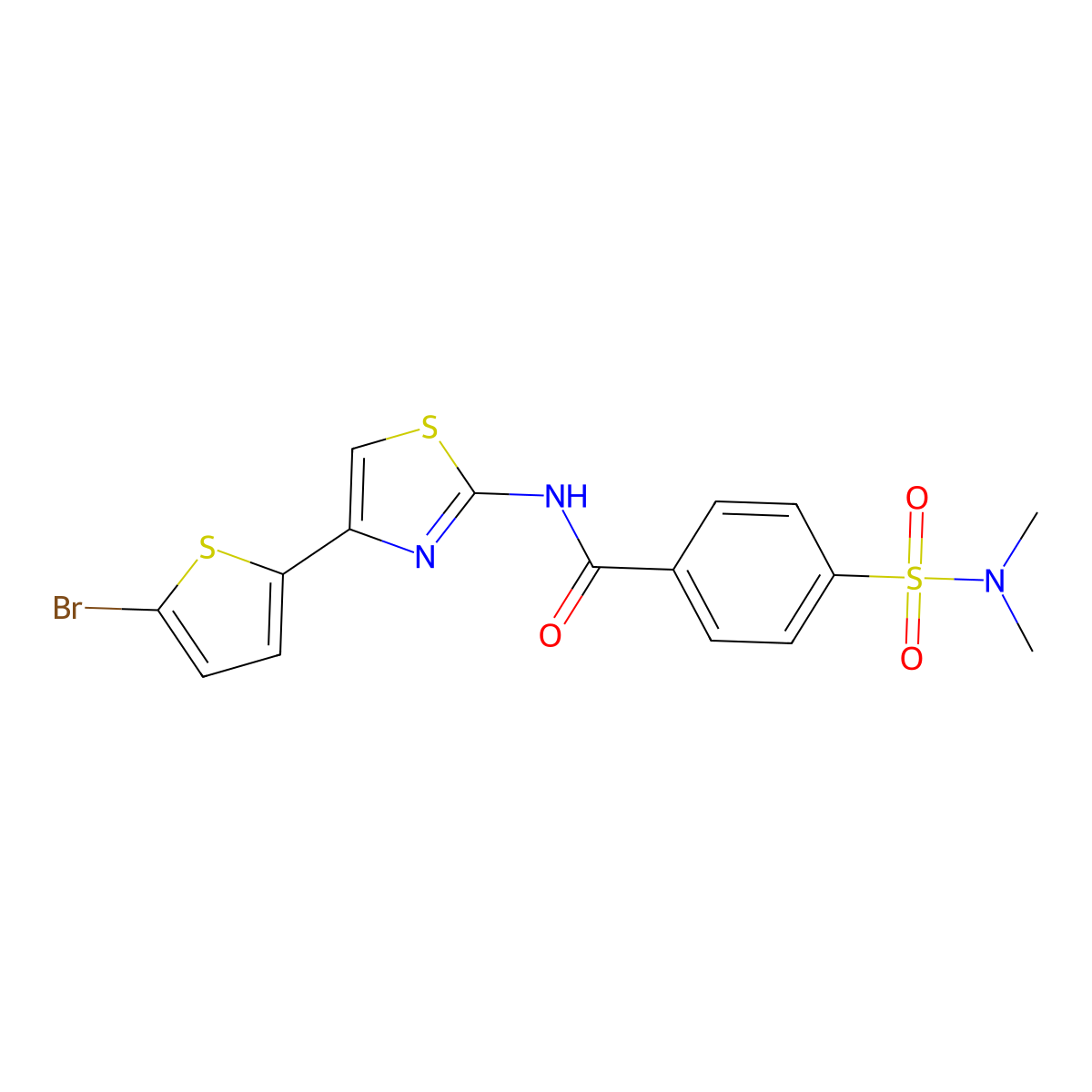 N-[4-(5-bromothiophen-2-yl)-1,3-thiazol-2-yl]-4-(dimethylsulfamoyl)benzamide molecular structure, CAS 325977-29-5