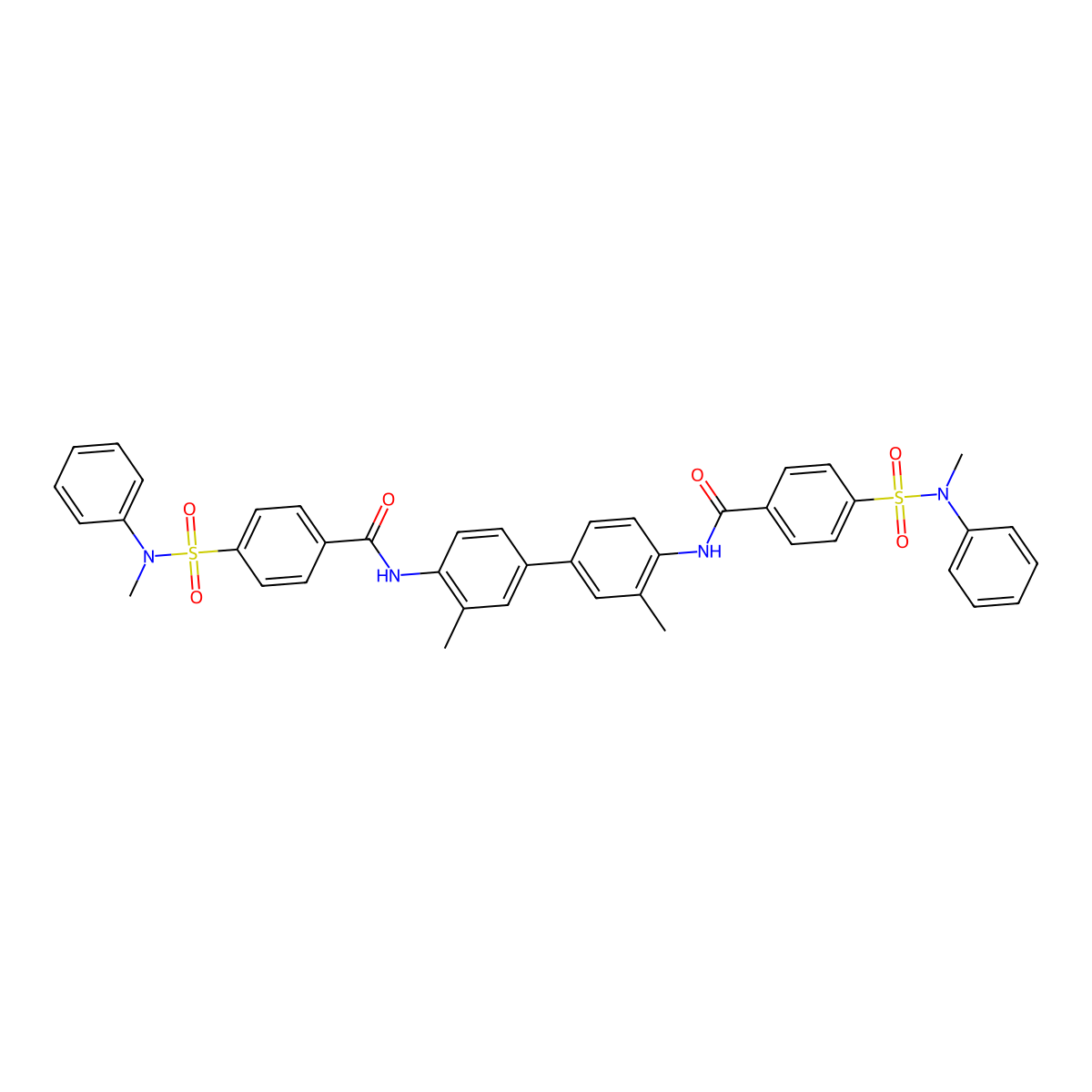 N-[2-methyl-4-[3-methyl-4-[[4-[methyl(phenyl)sulfamoyl]benzoyl]amino]phenyl]phenyl]-4-[methyl(phenyl)sulfamoyl]benzamide molecular structure, CAS 325977-34-2