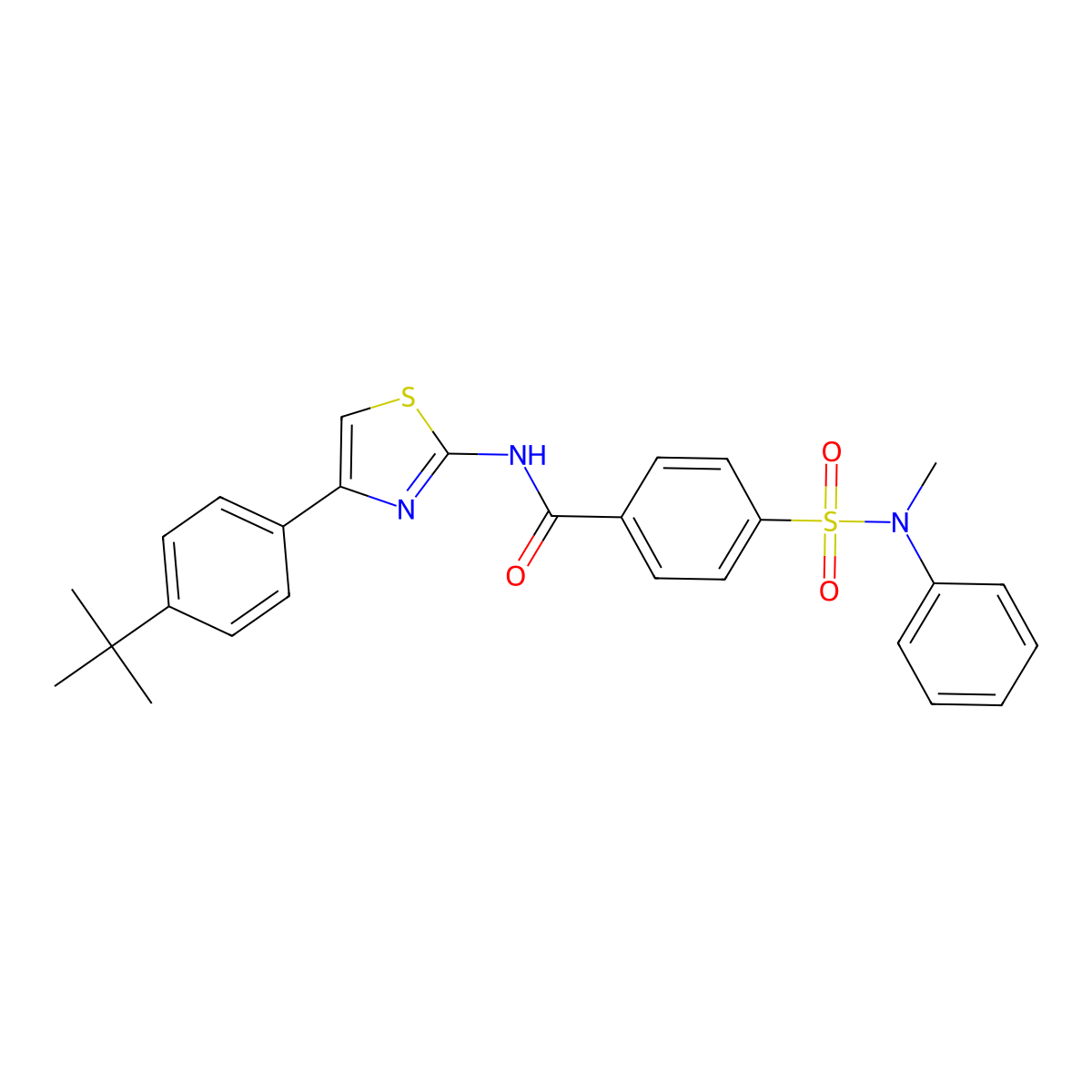 N-[4-(4-tert-butylphenyl)-1,3-thiazol-2-yl]-4-[methyl(phenyl)sulfamoyl]benzamide molecular structure, CAS 325977-37-5
